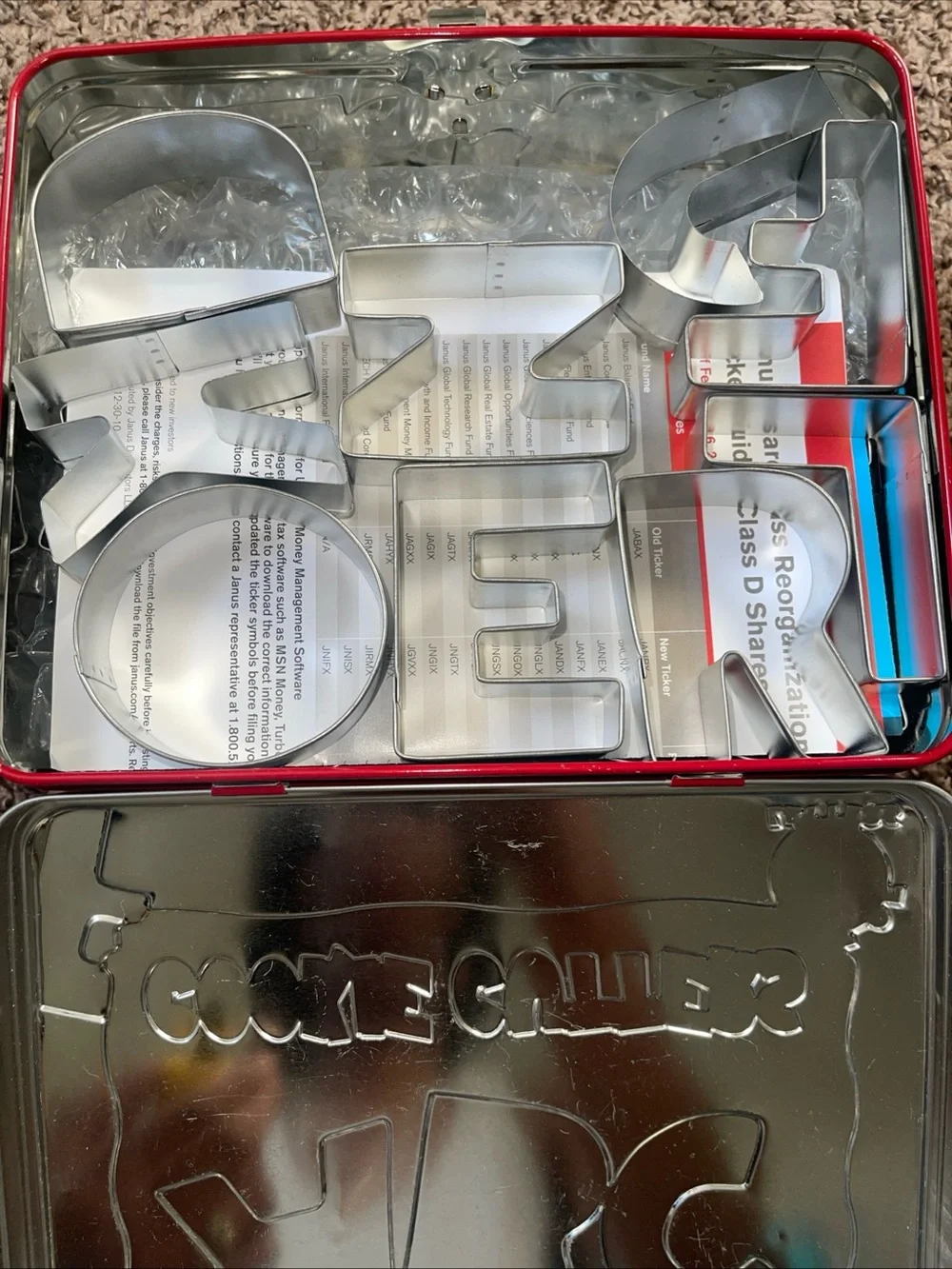 Williams-Sonoma Alphabet Cookie Cutter Tin - Red with Multicolor Accents